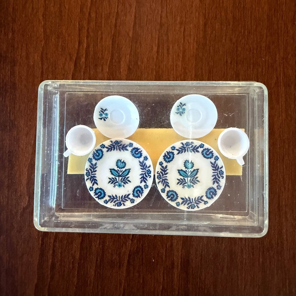 Vintage 1980s Chrysnbon Miniature Dollhouse Tea Set Judy Berman 6 Piece Set 1:12